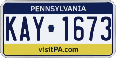 PA license plate KAY1673