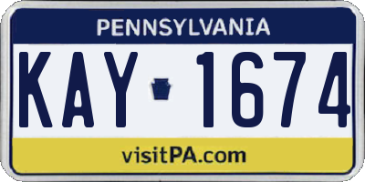 PA license plate KAY1674