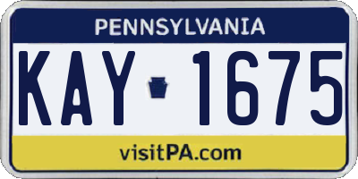 PA license plate KAY1675