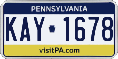 PA license plate KAY1678