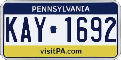 PA license plate KAY1692