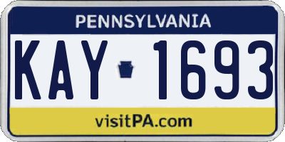 PA license plate KAY1693