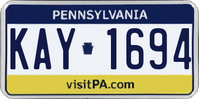 PA license plate KAY1694