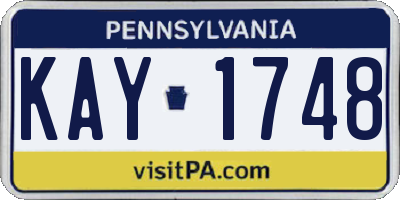 PA license plate KAY1748