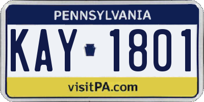 PA license plate KAY1801