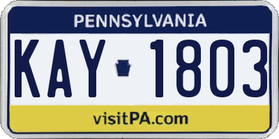 PA license plate KAY1803
