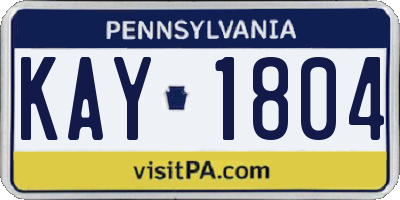 PA license plate KAY1804