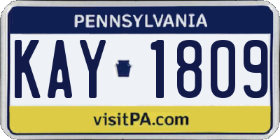 PA license plate KAY1809