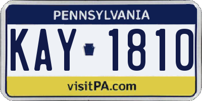 PA license plate KAY1810
