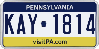 PA license plate KAY1814