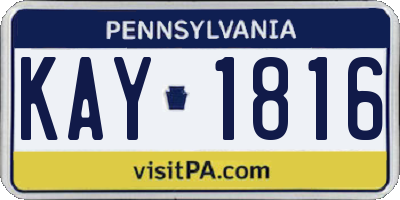 PA license plate KAY1816