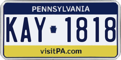 PA license plate KAY1818