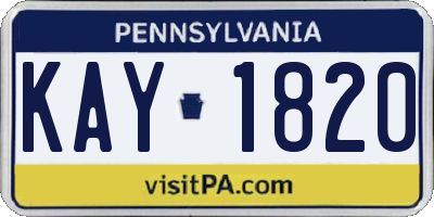 PA license plate KAY1820