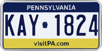 PA license plate KAY1824