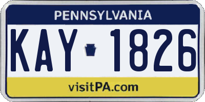 PA license plate KAY1826