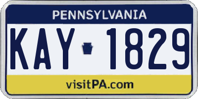 PA license plate KAY1829