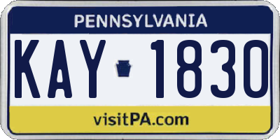 PA license plate KAY1830