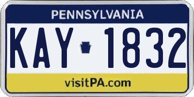 PA license plate KAY1832