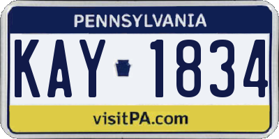 PA license plate KAY1834