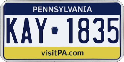 PA license plate KAY1835