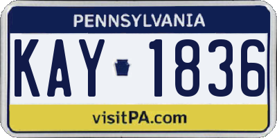 PA license plate KAY1836