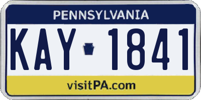 PA license plate KAY1841