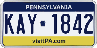 PA license plate KAY1842