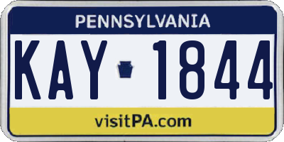 PA license plate KAY1844