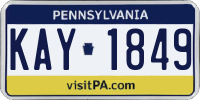 PA license plate KAY1849