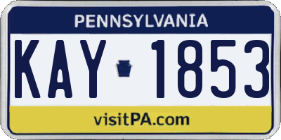 PA license plate KAY1853