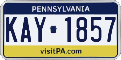 PA license plate KAY1857
