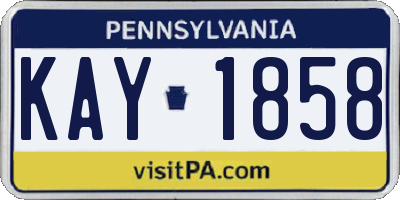 PA license plate KAY1858