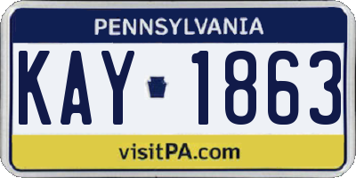 PA license plate KAY1863