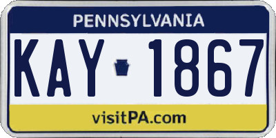 PA license plate KAY1867