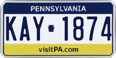 PA license plate KAY1874