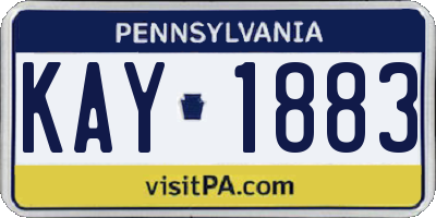 PA license plate KAY1883
