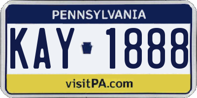 PA license plate KAY1888