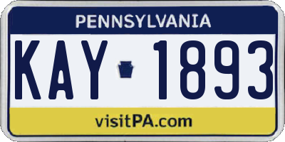 PA license plate KAY1893