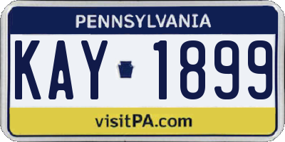 PA license plate KAY1899