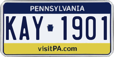 PA license plate KAY1901