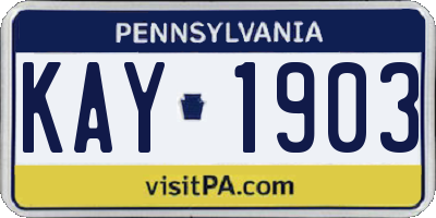 PA license plate KAY1903