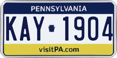 PA license plate KAY1904