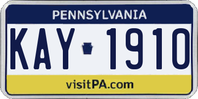 PA license plate KAY1910