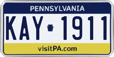 PA license plate KAY1911