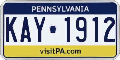PA license plate KAY1912