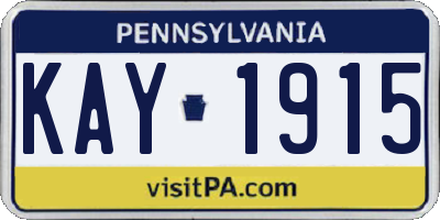 PA license plate KAY1915