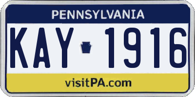 PA license plate KAY1916