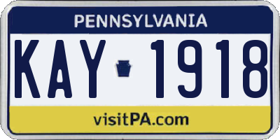 PA license plate KAY1918