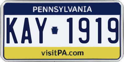 PA license plate KAY1919