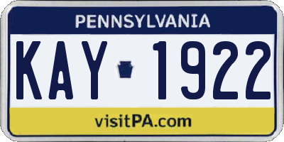 PA license plate KAY1922